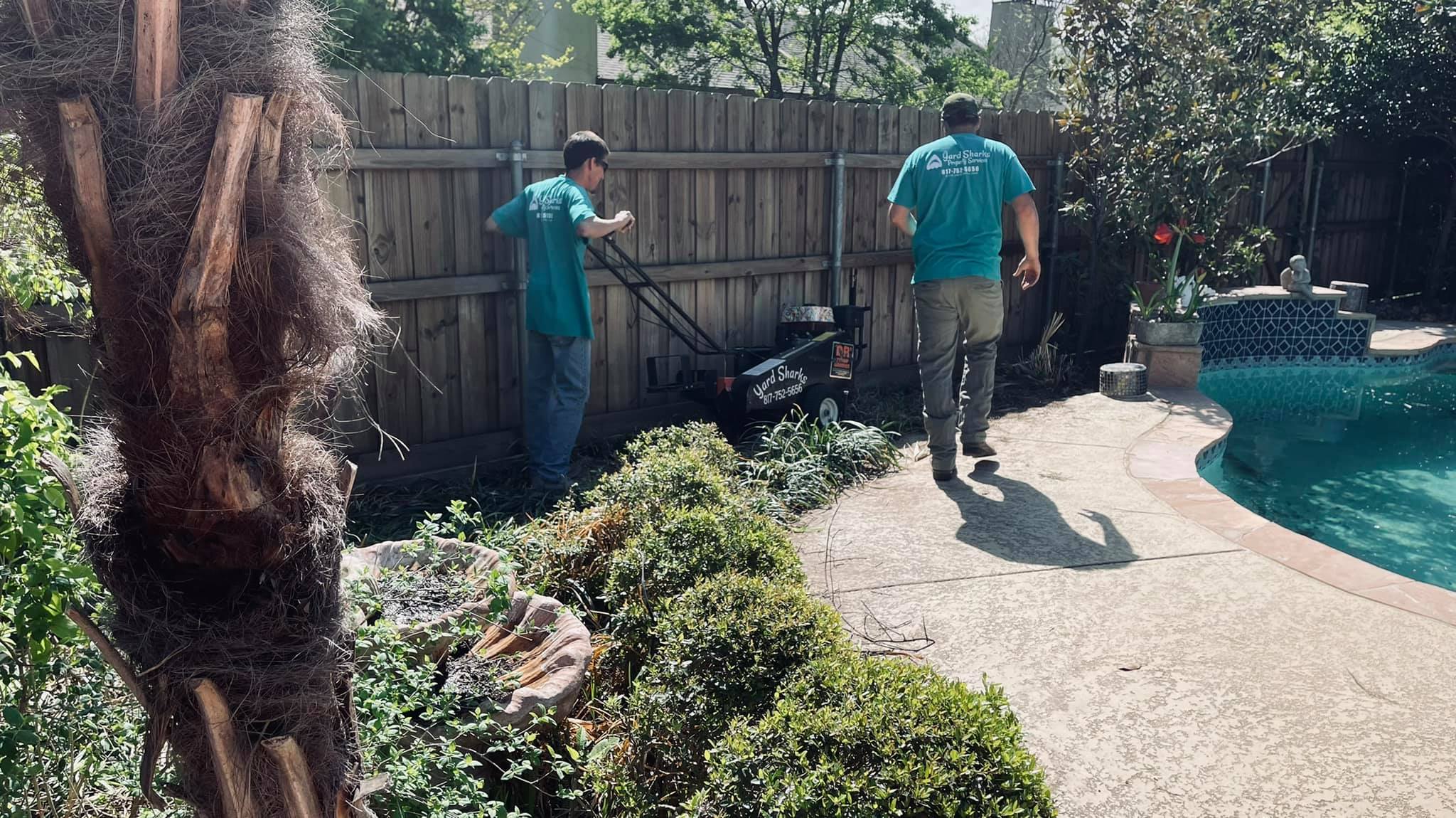Yard Sharks crew working poolside